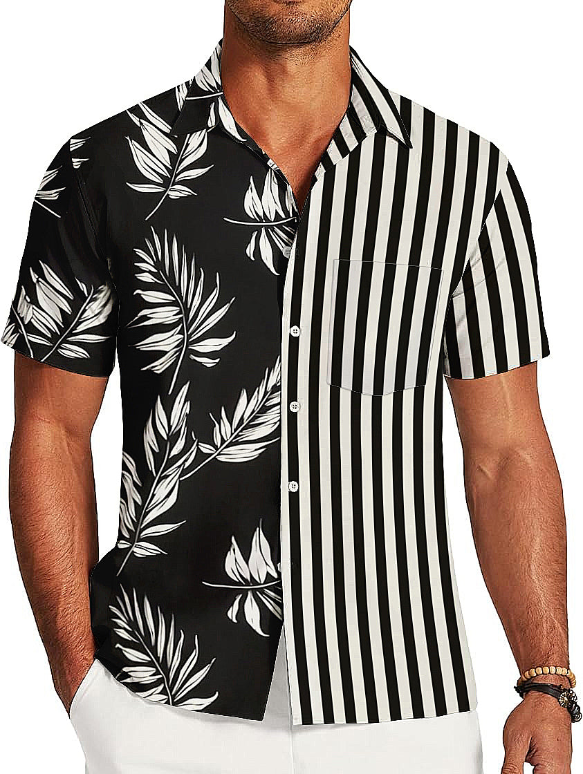 UOUA Mens Hawaiian Shirt Short Sleeve Button Down Shirts Summer Tropical Printed Beach Tops