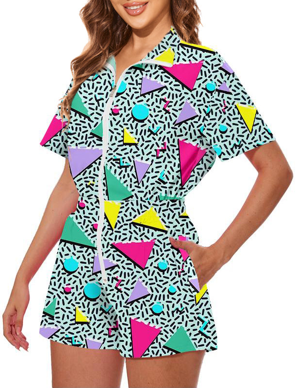 80s Outfit Women 90s Jumpsuit Costume One-Piece Workout Track Suit Party Retro Clothing