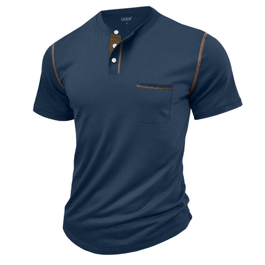 Men's Henley Shirts Short Sleeve Casual T-Shirts Cotton Basic Tops