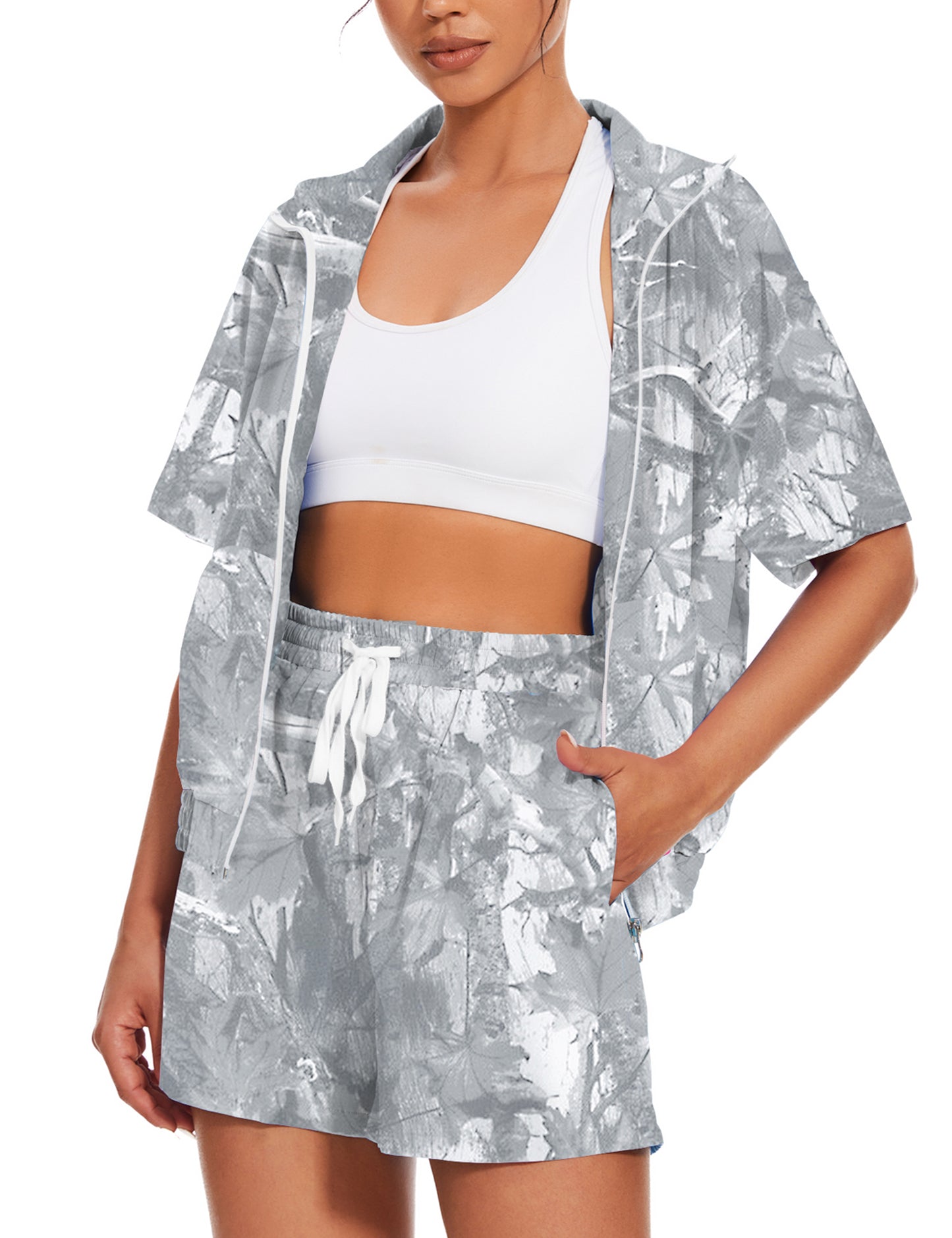 UOUA Women's 80s Color Block Outfits 2 Piece Tracksuit 90s Party Costume Summer Zip Up Windbreaker & Short Sets