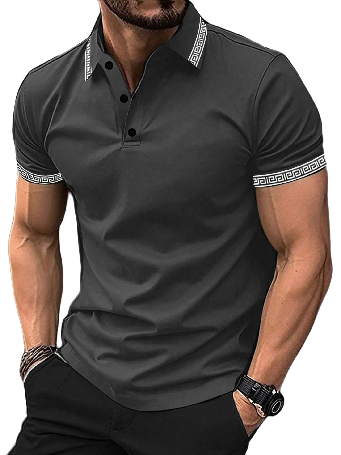 Mens Casual Polo Shirt Classic Short Sleeve Tees