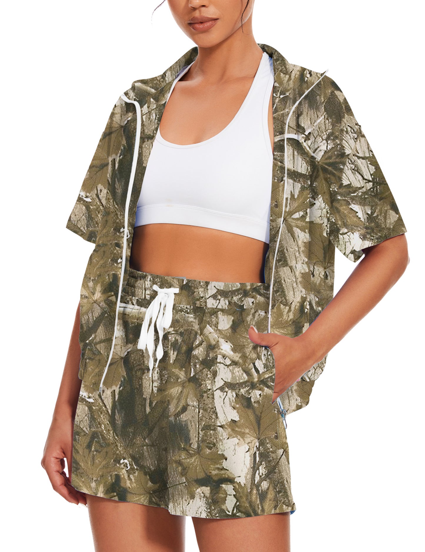 UOUA Women's 80s Color Block Outfits 2 Piece Tracksuit 90s Party Costume Summer Zip Up Windbreaker & Short Sets