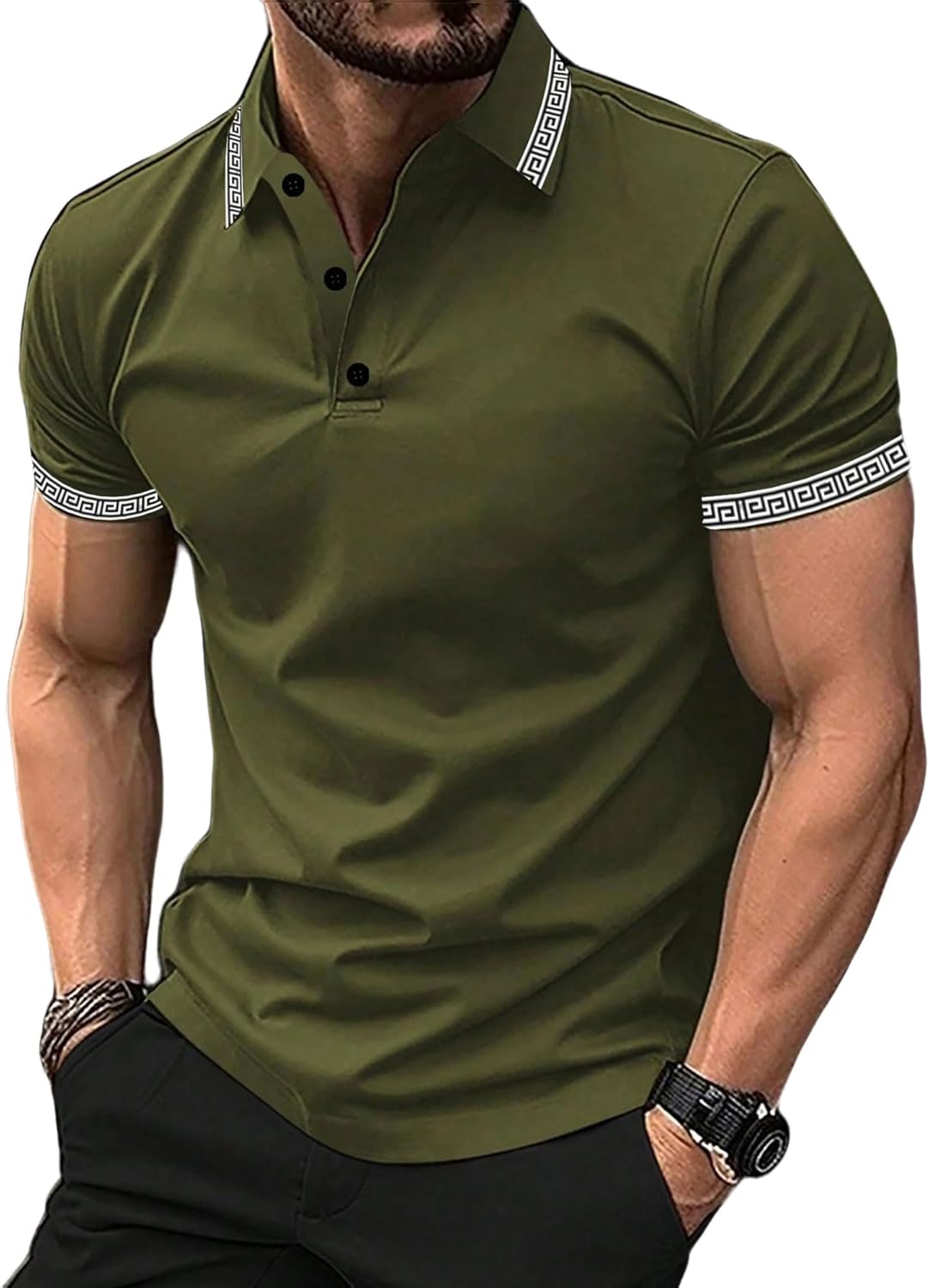 Mens Casual Polo Shirt Classic Short Sleeve Tees