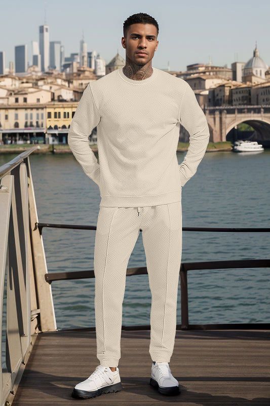 Mens 2 Piece Sweatsuit Outfits Long Sleeve Sweatshirt & Jogging Sweatpants Set