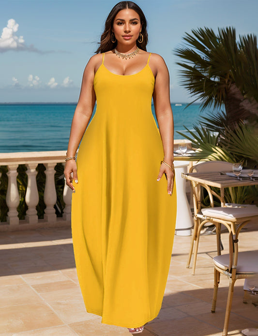 UOUA Hawaiian Dresses Women Plus Size Luau Sundress Summer Maxi Tropical Boho Beach Dress