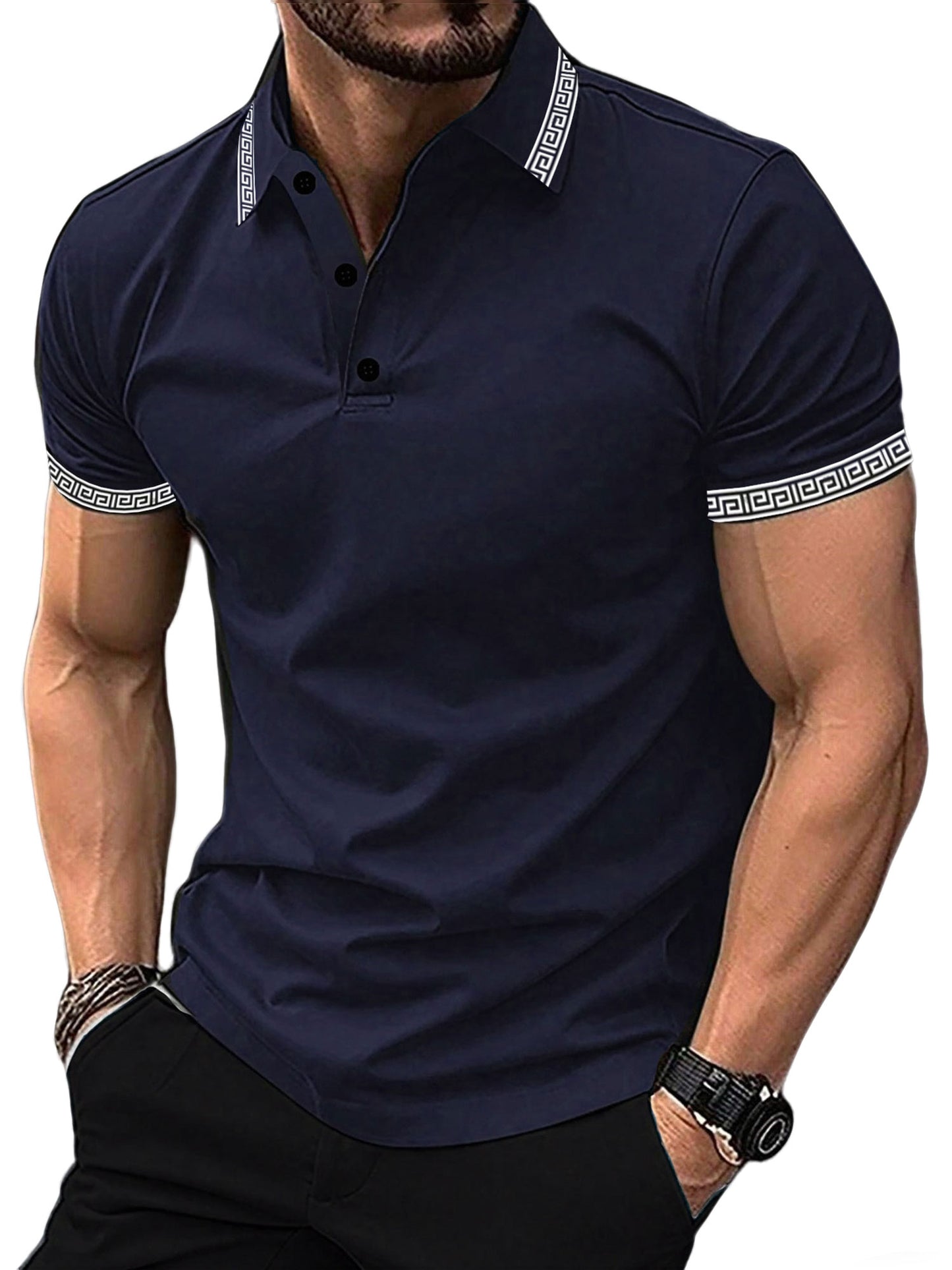 Mens Casual Polo Shirt Classic Short Sleeve Tees