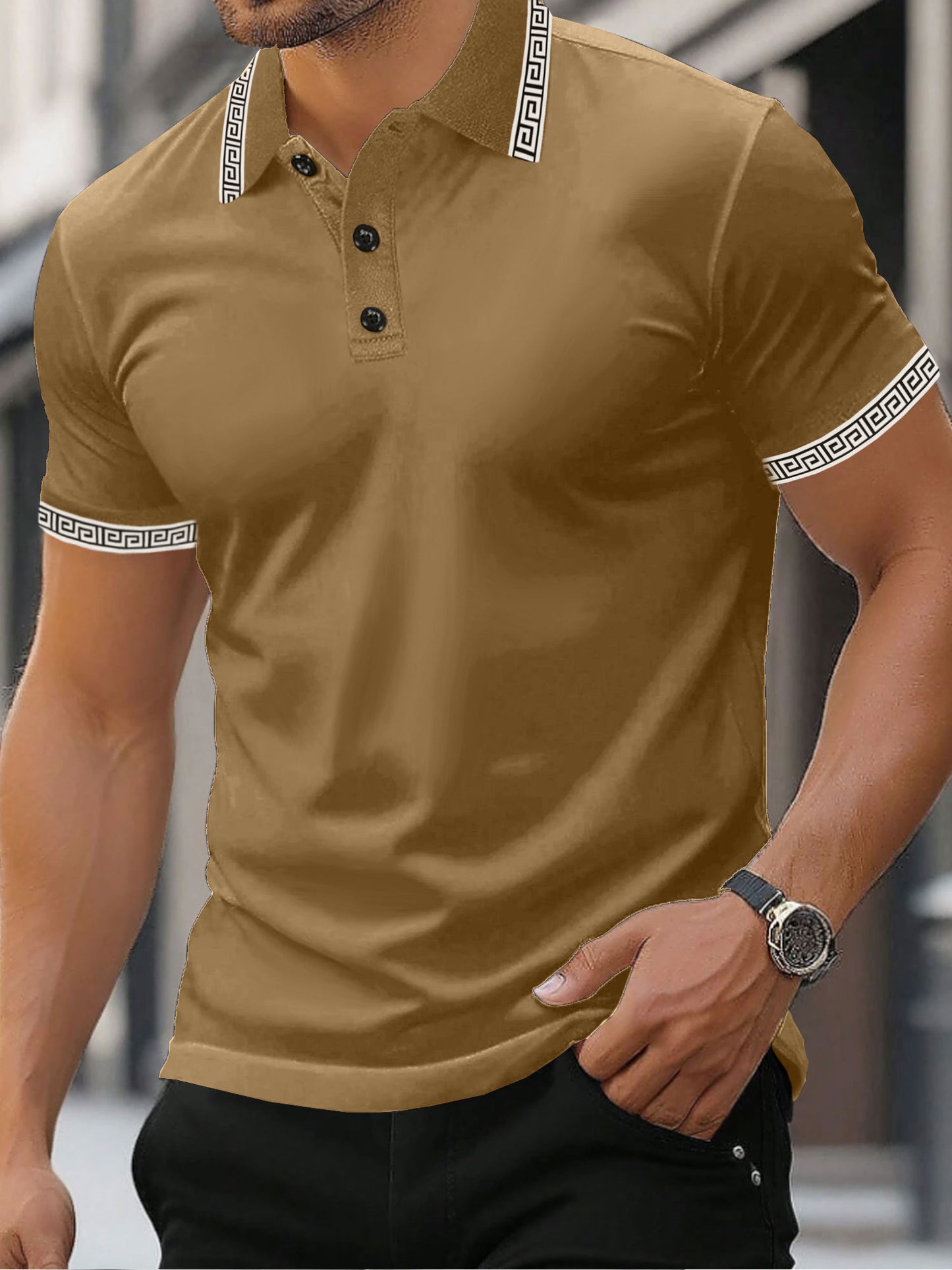 Mens Casual Polo Shirt Classic Short Sleeve Tees