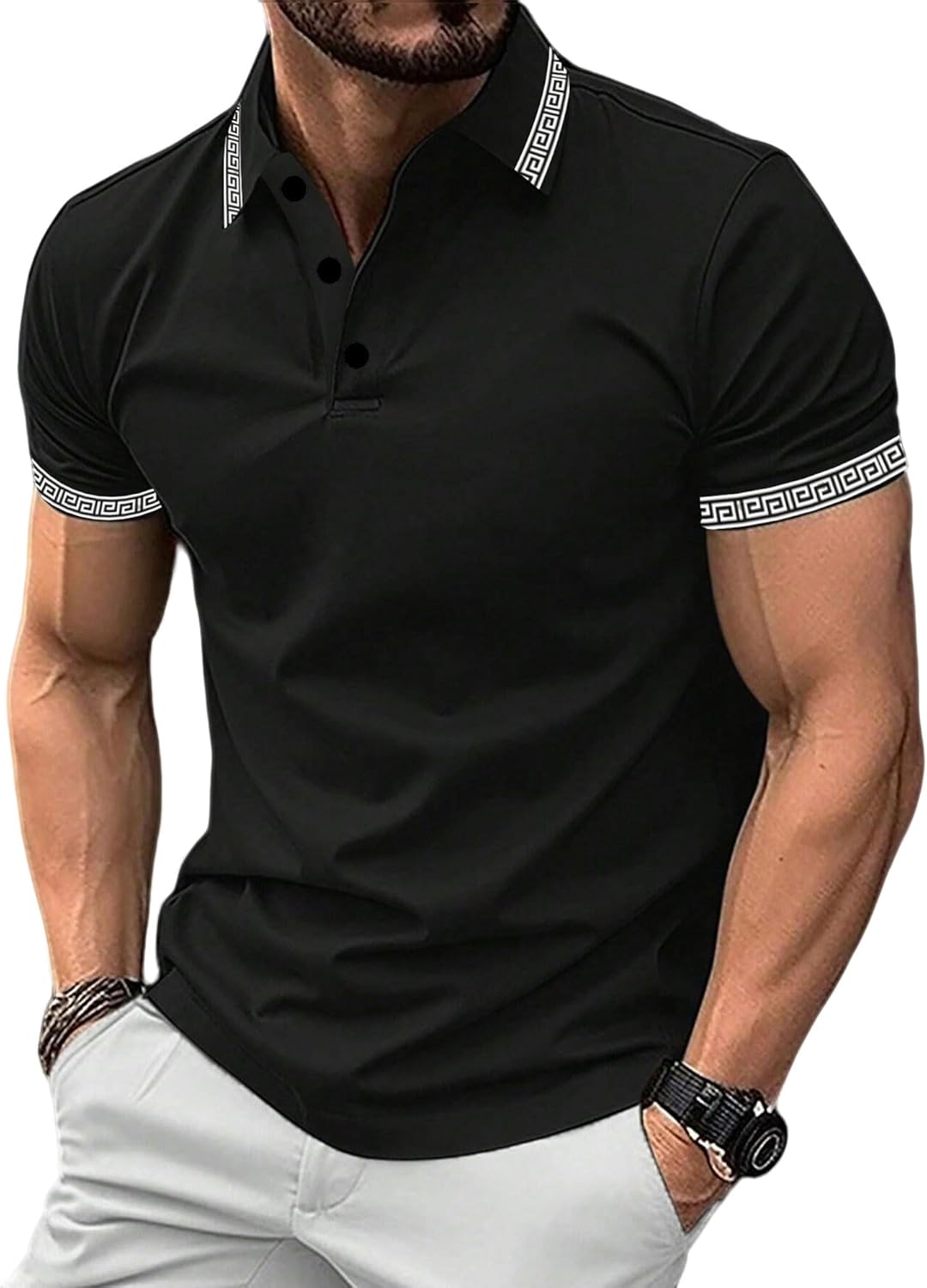 Mens Casual Polo Shirt Classic Short Sleeve Tees