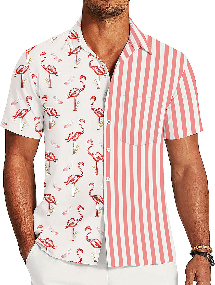 UOUA Mens Hawaiian Shirt Short Sleeve Button Down Shirts Summer Tropical Printed Beach Tops