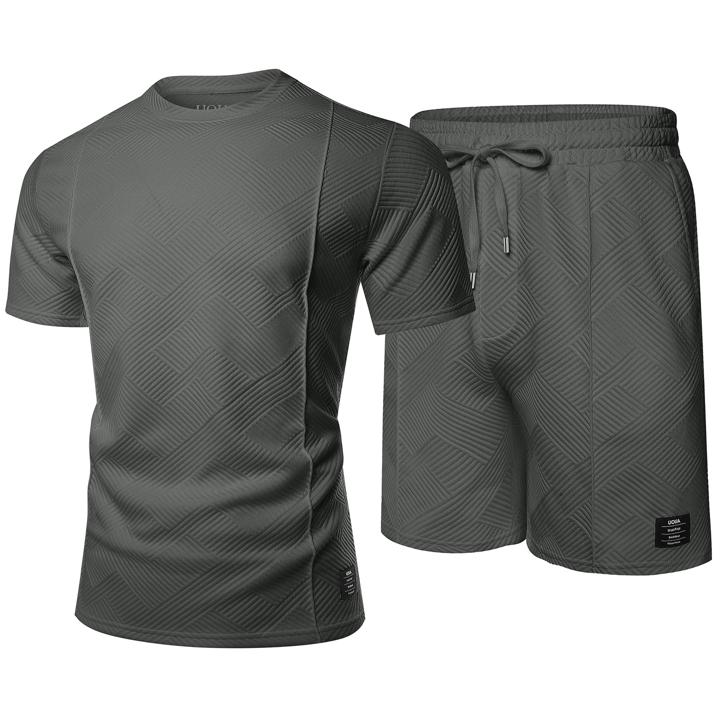 Mens Short Sets 2 Piece Outfits Casual Short Sleeve Crew-Neck Shirts & Shorts Summer Jogging Loungewear