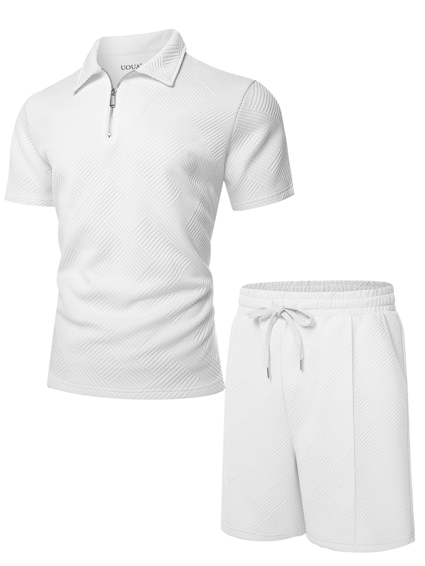 Men's 2 Piece Outfits Short Sleeve 1/4 Zip Golf Polo Shirt & Shorts Set