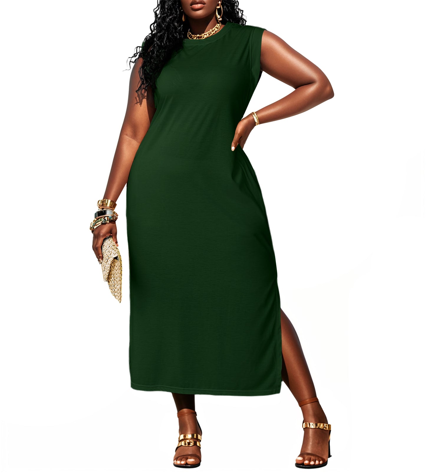 Women Summer Maxi Dresses Plus Size Casual Hawaiian Sundress Sleeveless