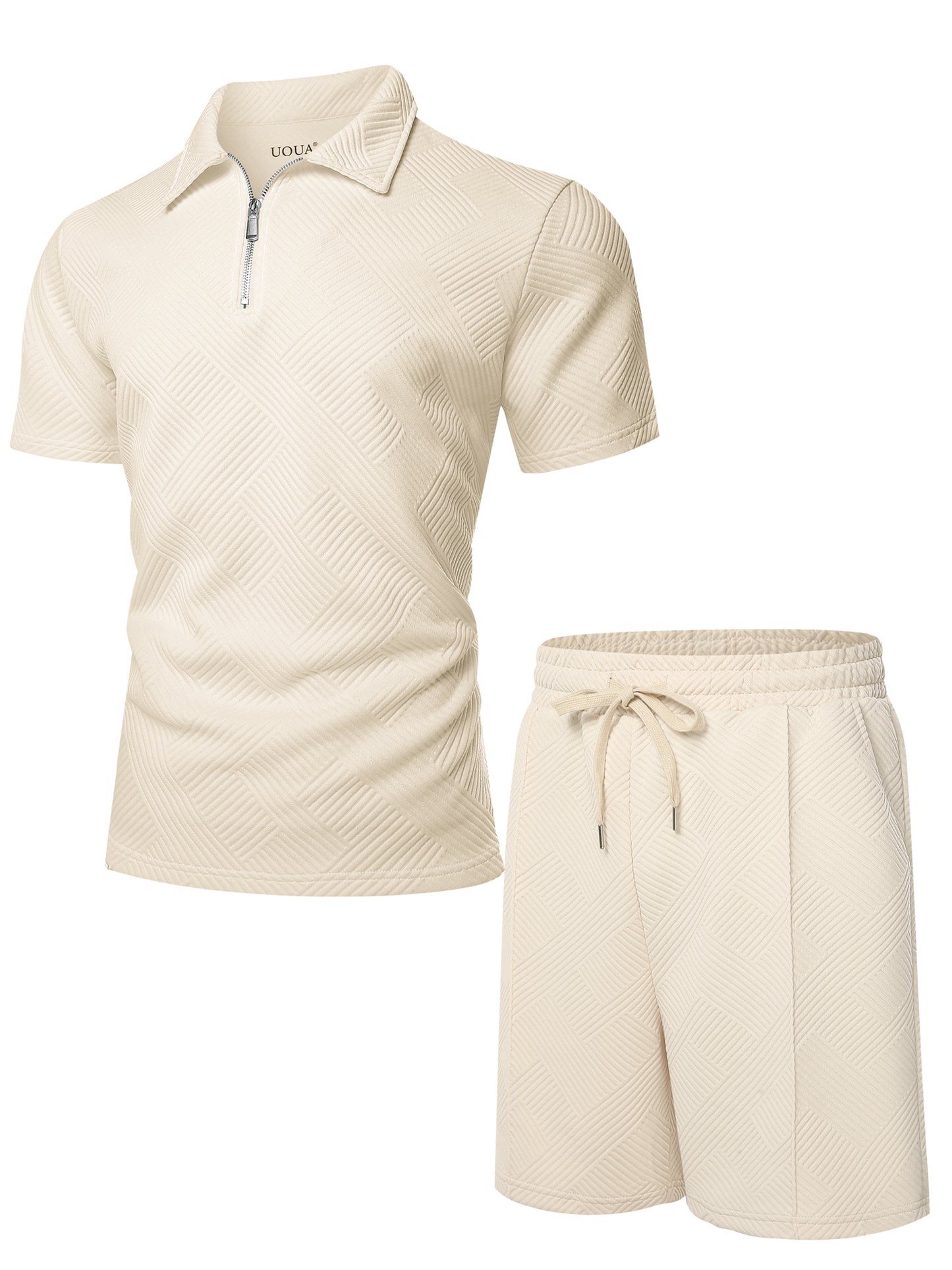 Men's 2 Piece Outfits Short Sleeve 1/4 Zip Golf Polo Shirt & Shorts Set