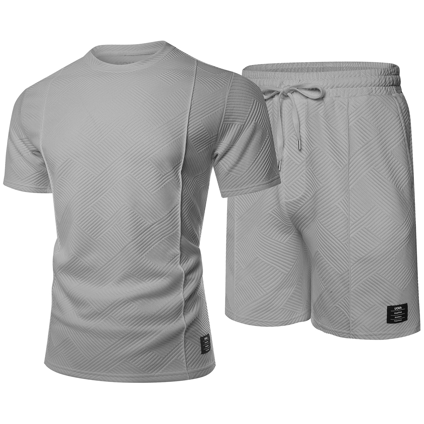 Mens Short Sets 2 Piece Outfits Casual Short Sleeve Crew-Neck Shirts & Shorts Summer Jogging Loungewear