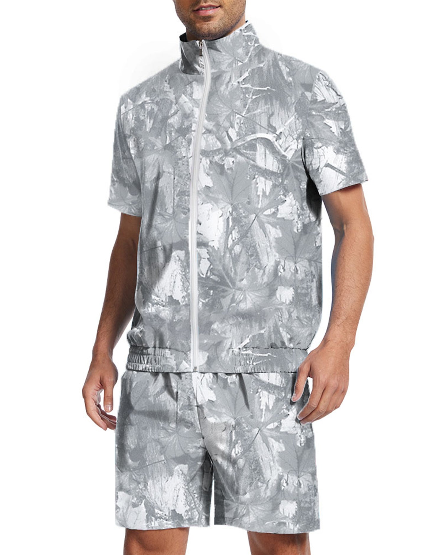 UOUA 80s Outfit for Men 90s Color Block Costumes 2 Piece Retro Short Sleeve Jacket & Shorts Set for Party