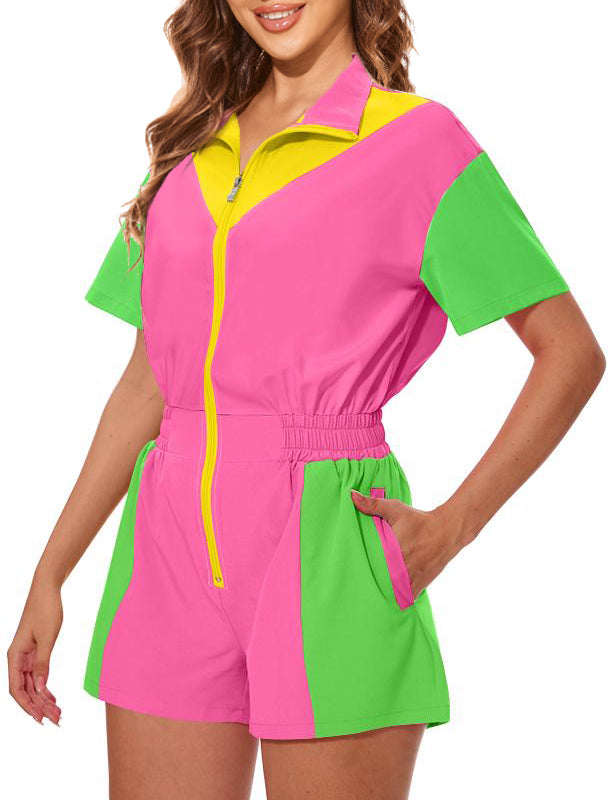 80s Outfit Women 90s Jumpsuit Costume One-Piece Workout Track Suit Party Retro Clothing