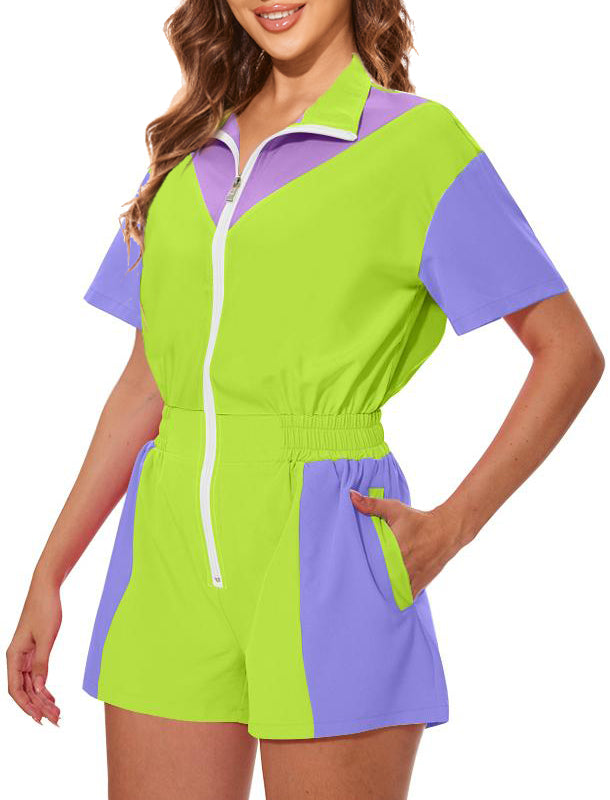 80s Outfit Women 90s Jumpsuit Costume One-Piece Workout Track Suit Party Retro Clothing
