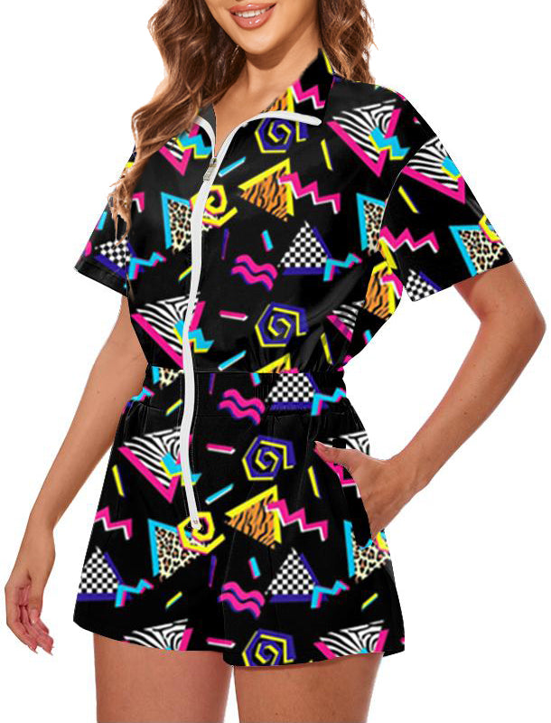 80s Outfit Women 90s Jumpsuit Costume One-Piece Workout Track Suit Party Retro Clothing