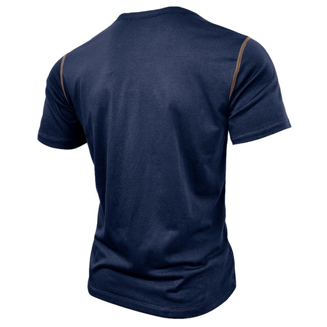 Men's Henley Shirts Short Sleeve Casual T-Shirts Cotton Basic Tops