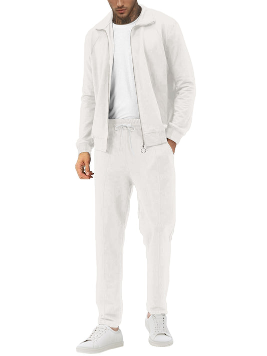 UOUA Mens 2 Piece Tracksuit Sets Casual Sweat Suits Outfit Full-Zip Jacket Jogging Pants Set for Sport Athletic