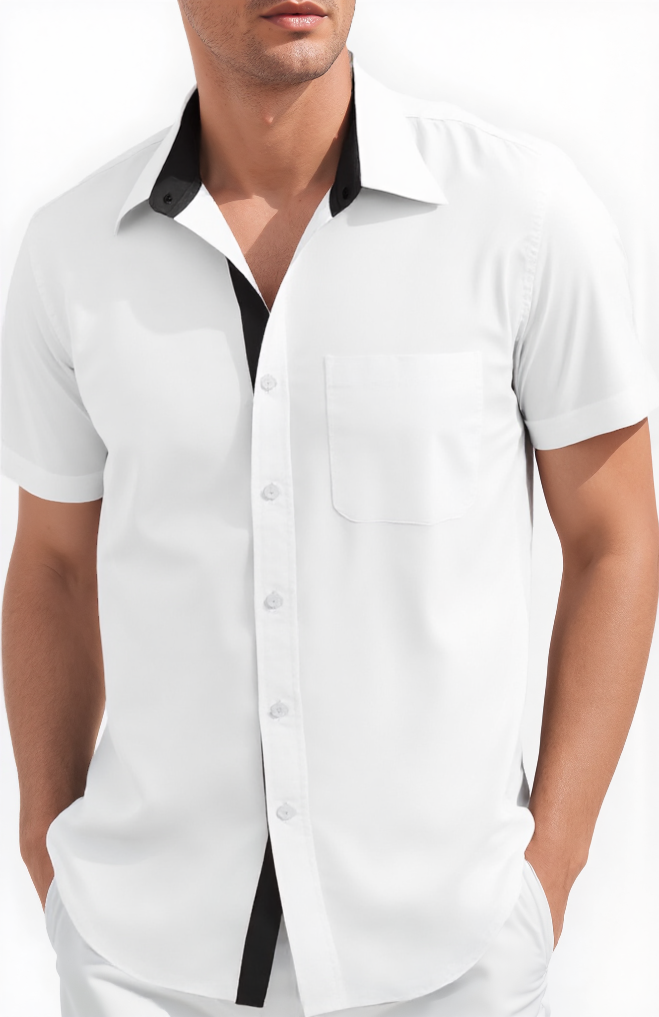 UOUA Men's Button Down Short Sleeve Dress Shirts Wrinkle Free Business Shirt Summer Casual Top
