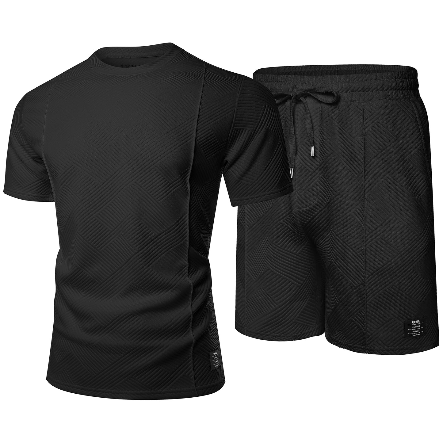 Mens Short Sets 2 Piece Outfits Casual Short Sleeve Crew-Neck Shirts & Shorts Summer Jogging Loungewear