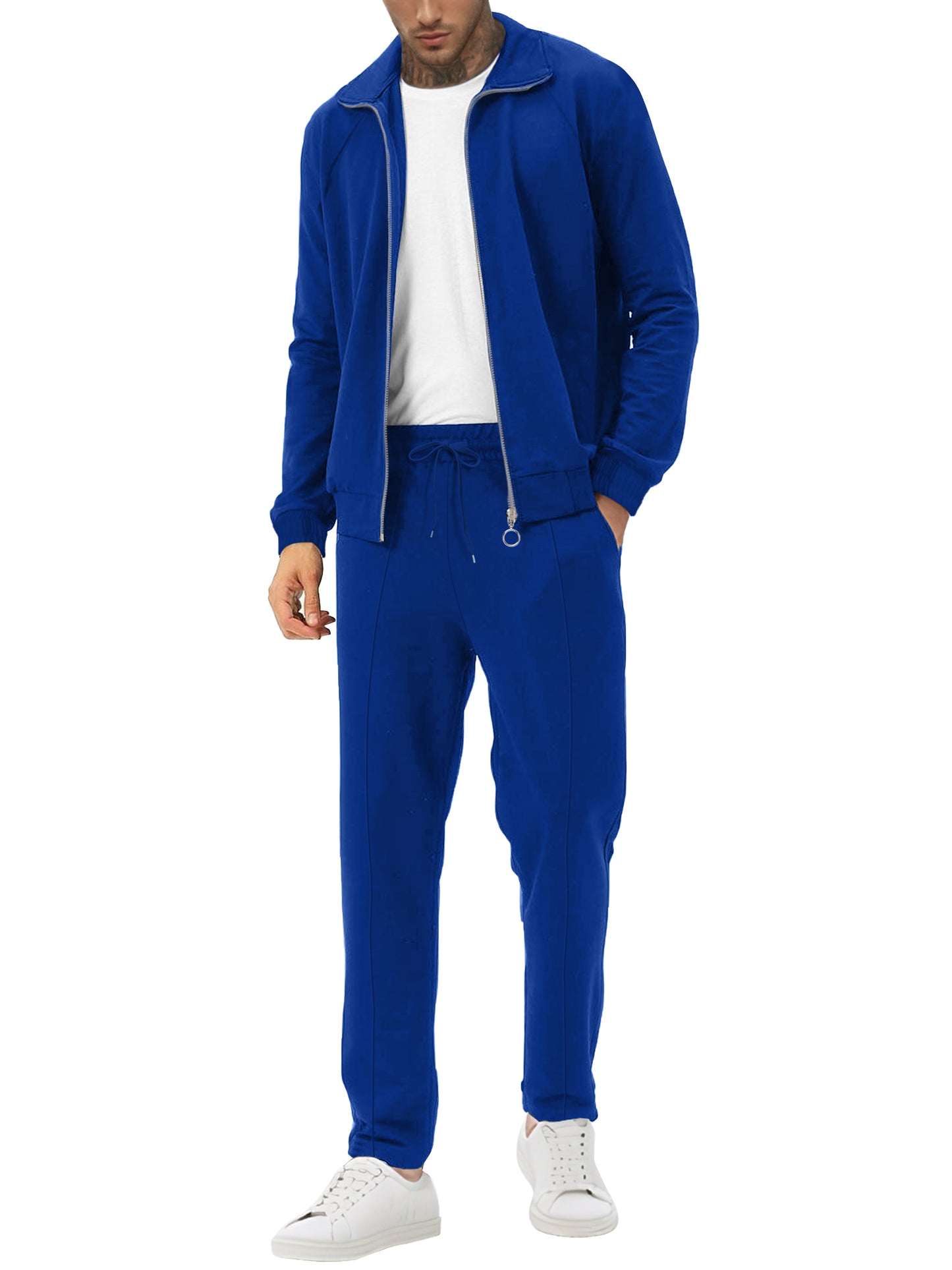 UOUA Mens 2 Piece Tracksuit Sets Casual Sweat Suits Outfit Full-Zip Jacket Jogging Pants Set for Sport Athletic